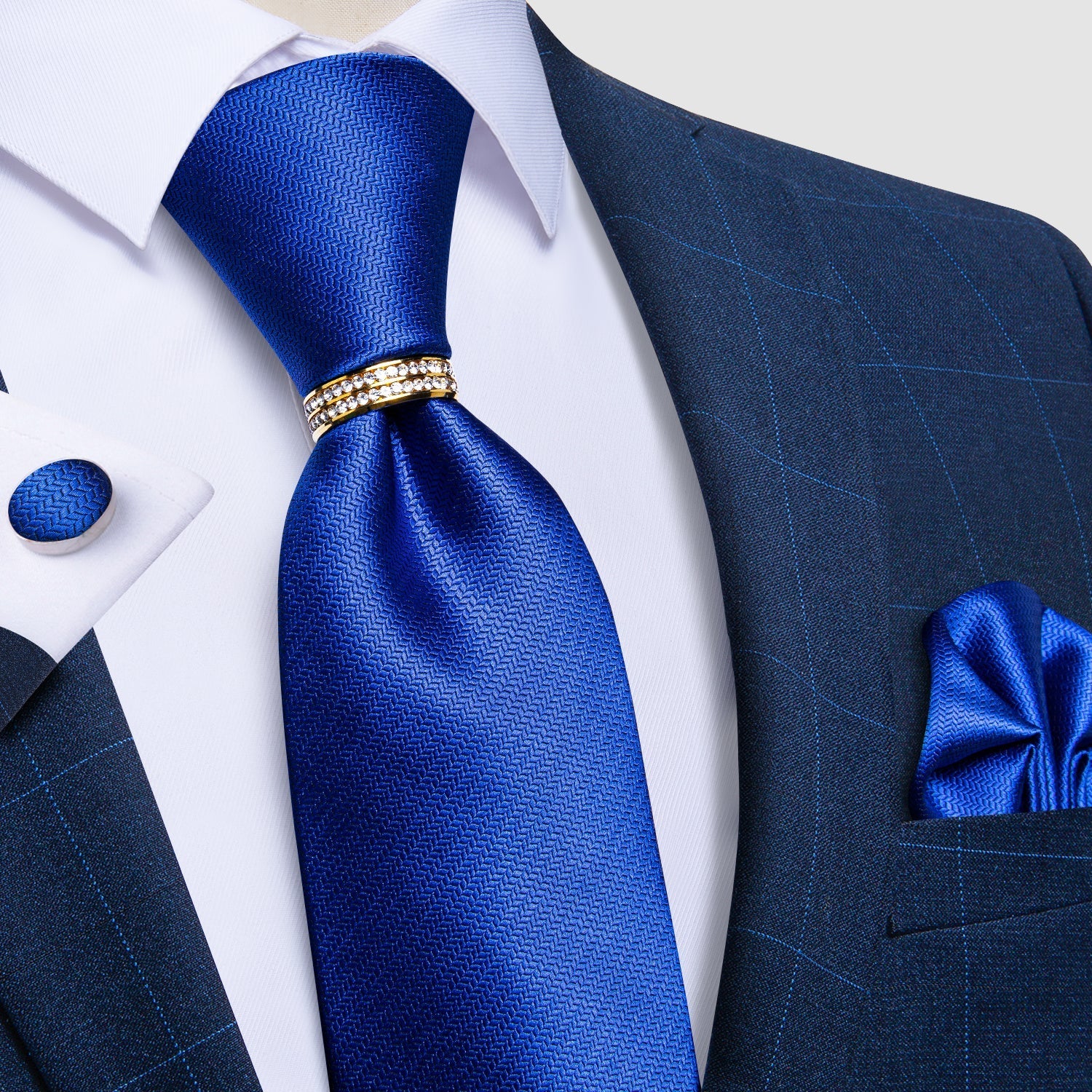 GentCrest Blue Solid Tie with Rings - Image 3