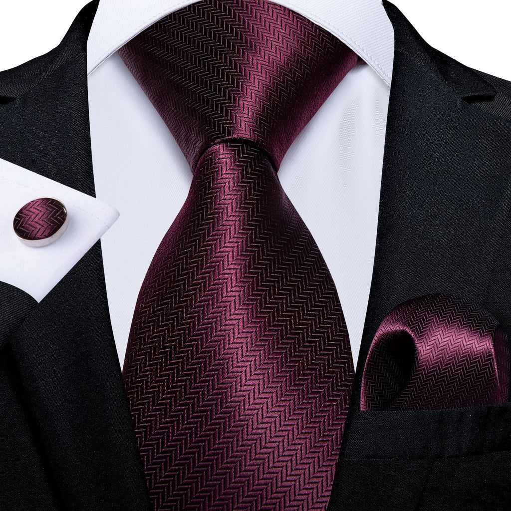 GentCrest Burgundy Striped Tie Hanky Cufflinks Set - Image 1
