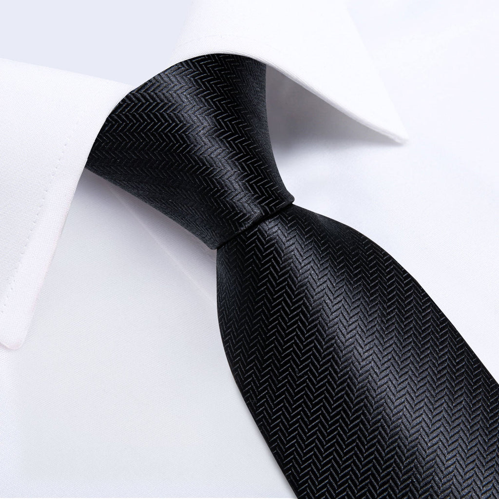 GentCrest Black Solid Tie Hanky Cufflinks Set - Image 4