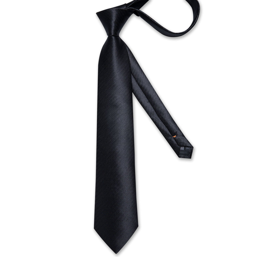 GentCrest Black Solid Tie Hanky Cufflinks Set - Image 3