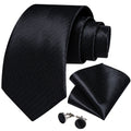 GentCrest Black Solid Tie Hanky Cufflinks Set - Image 1