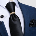 GentCrest Black Solid Tie with Rings - Image 3