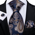 GentCrest Blue Paisley Tie Hanky Cufflinks Set - Image 1