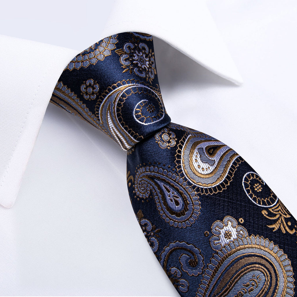 GentCrest Blue Paisley Tie Hanky Cufflinks Set - Image 5