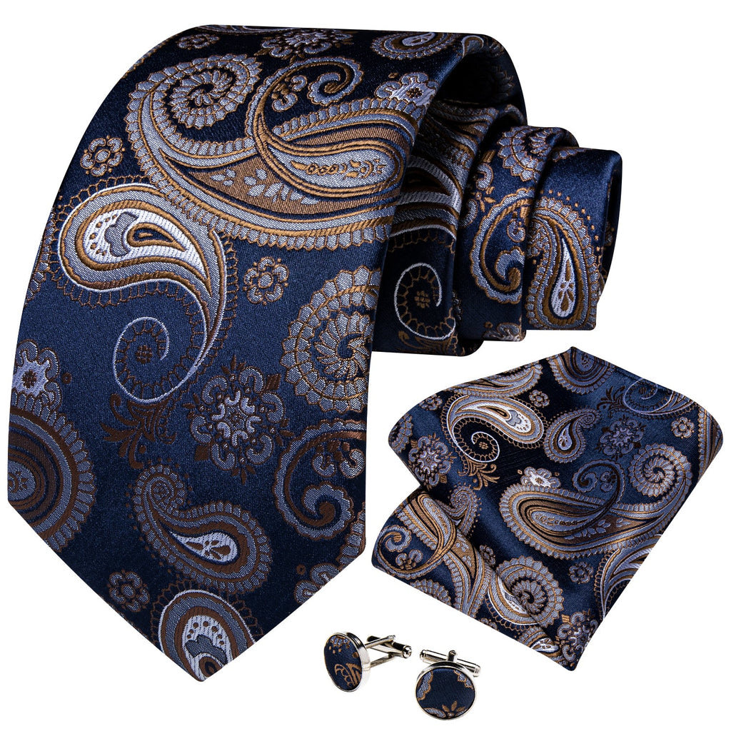 GentCrest Blue Paisley Tie Hanky Cufflinks Set - Image 3