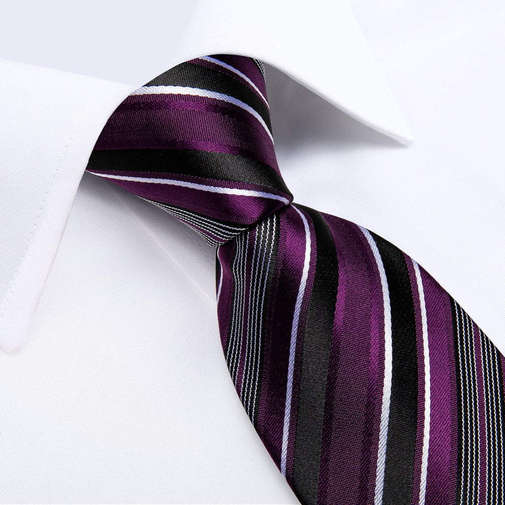 GentCrest Black Striped Tie with Rings - Image 5