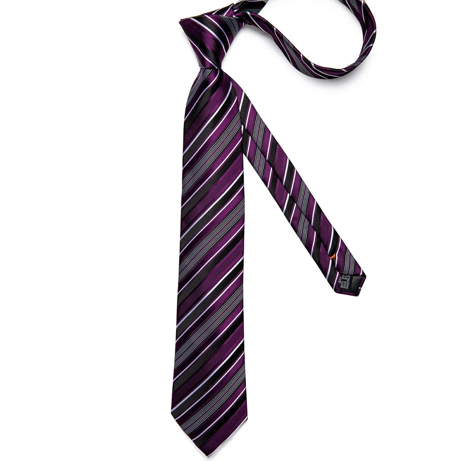GentCrest Black Striped Tie with Rings - Image 6