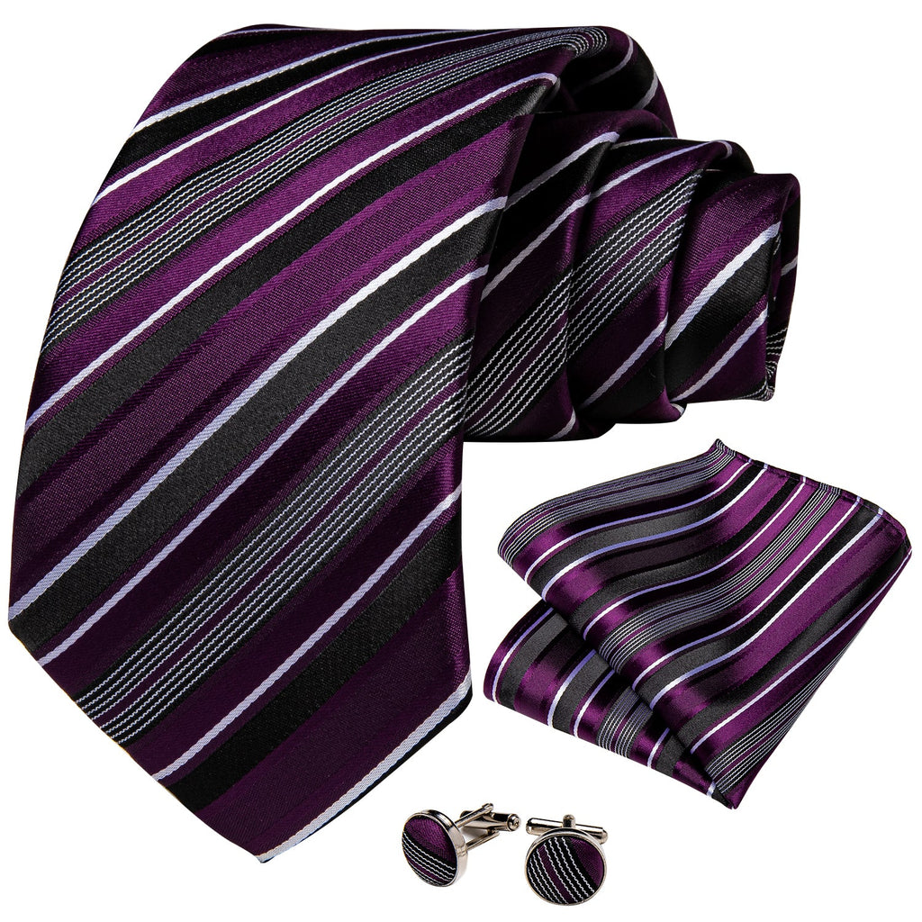 GentCrest Black Striped Tie with Rings - Image 4