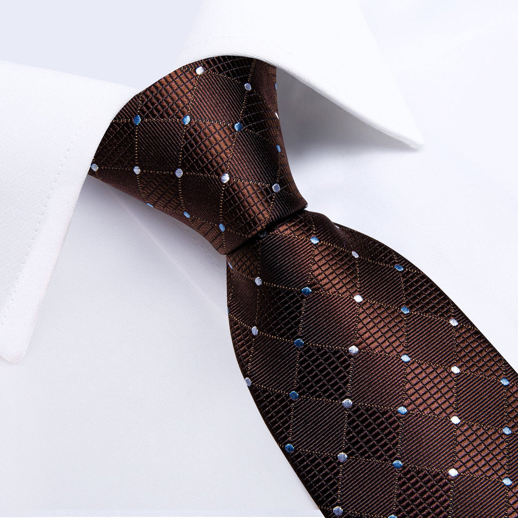 GentCrest Brown Plaid Tie Hanky Cufflinks Set - Image 4
