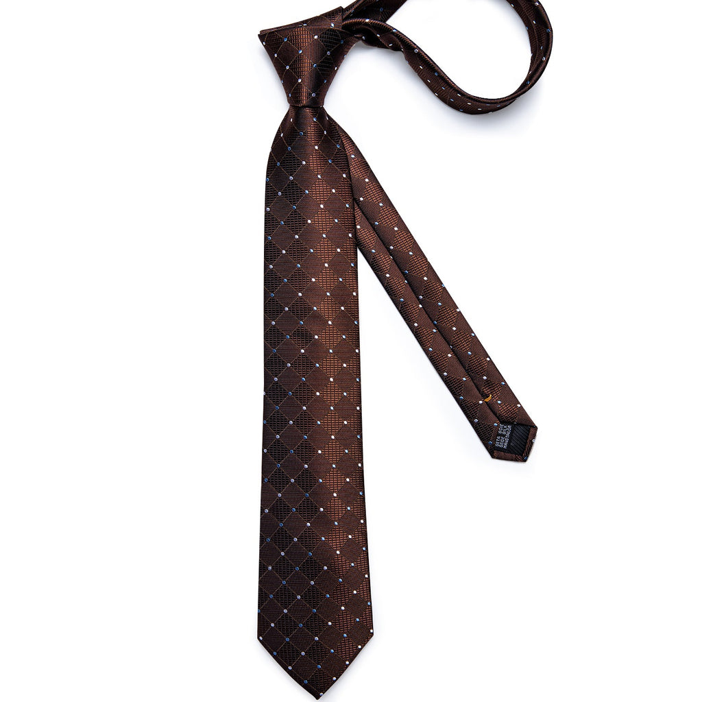 GentCrest Brown Plaid Tie Hanky Cufflinks Set - Image 5