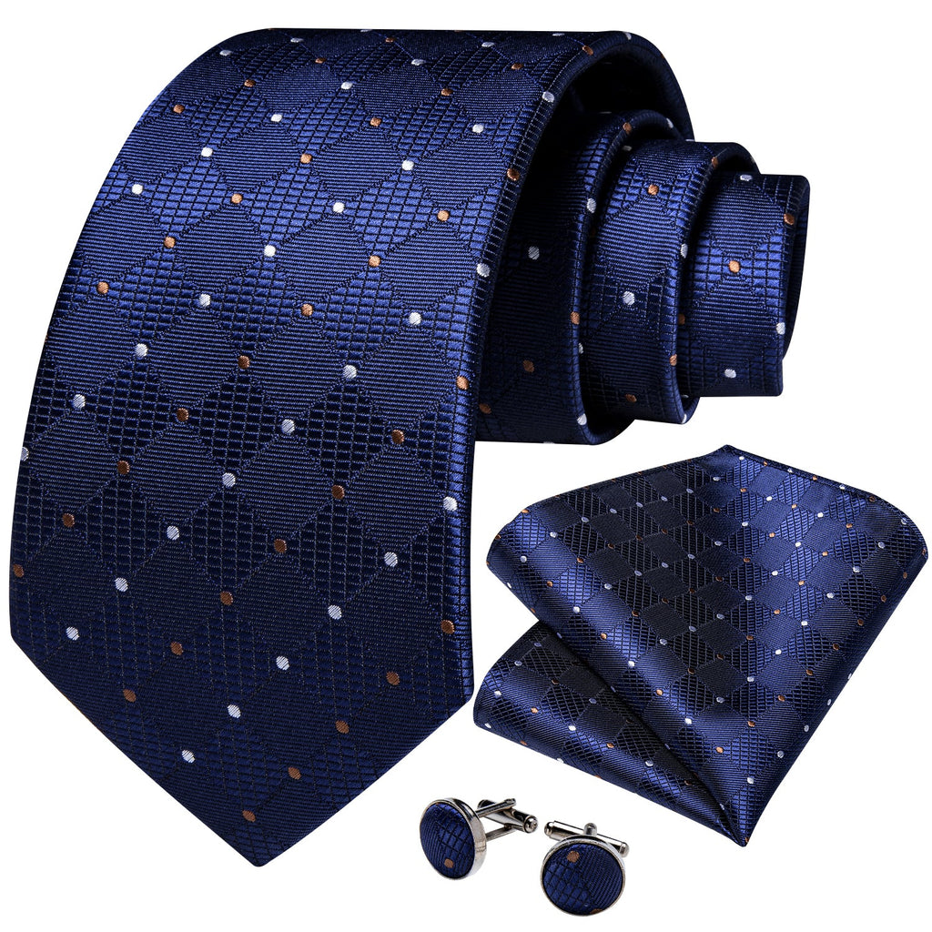 GentCrest Blue Plaid Tie Hanky Cufflinks Set - Image 3