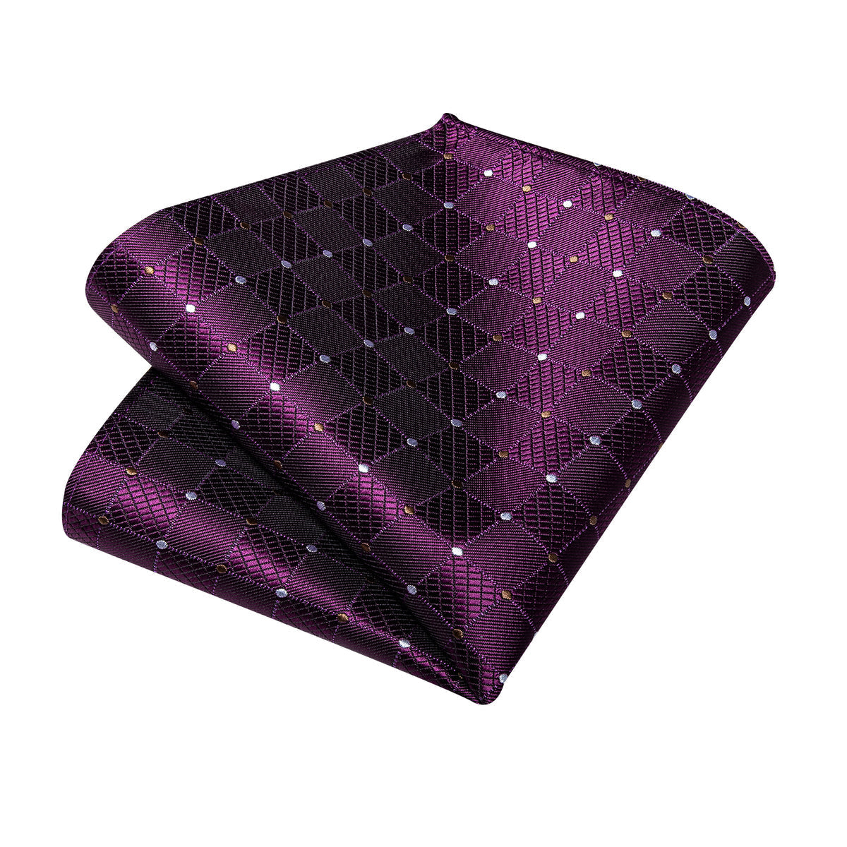 Purple Plaid Polka Dot Silk Tie Set - GentCrest - View 5