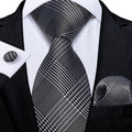 GentCrest Black Plaid Tie Hanky Cufflinks Set - Image 1