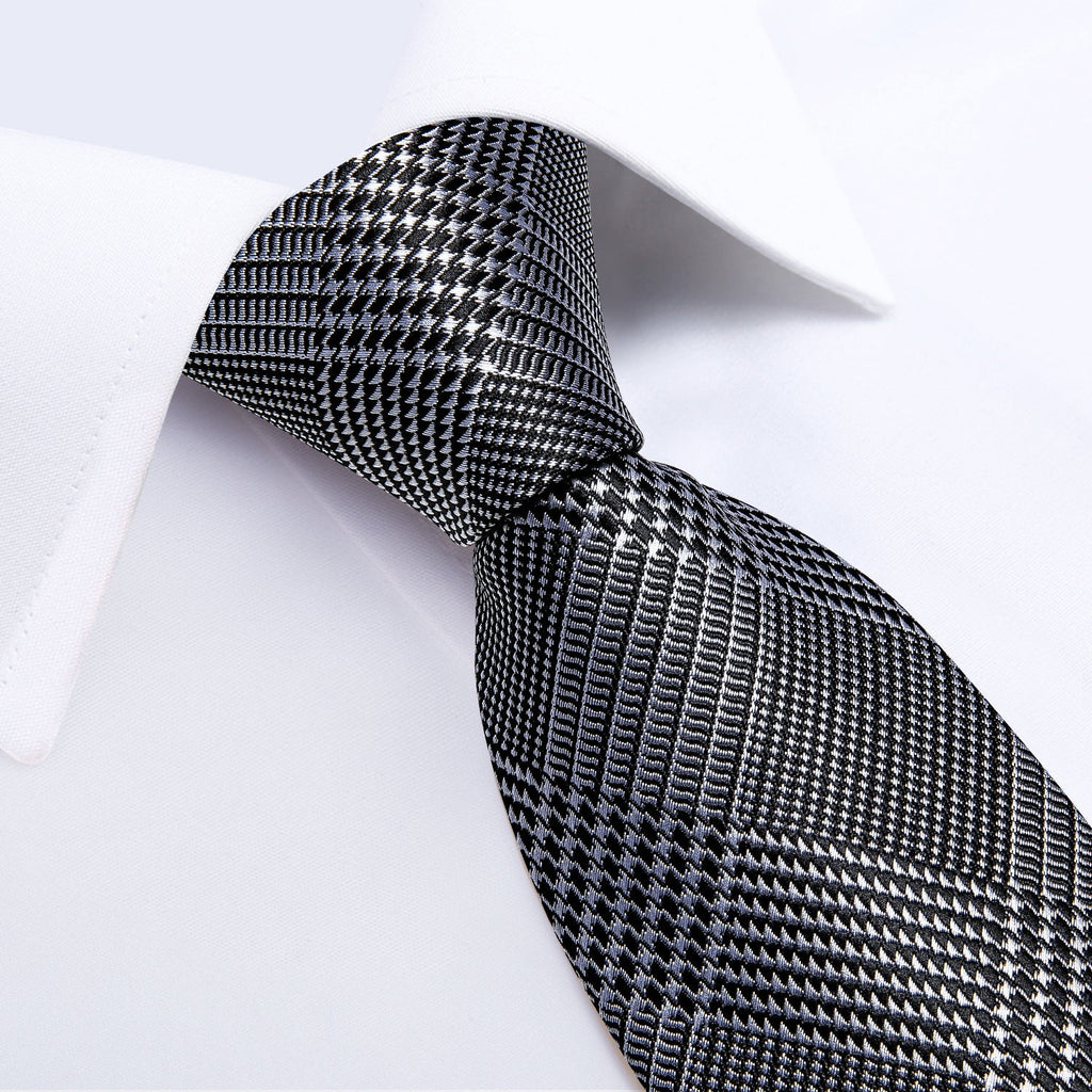 GentCrest Black Plaid Tie with Rings - Image 6