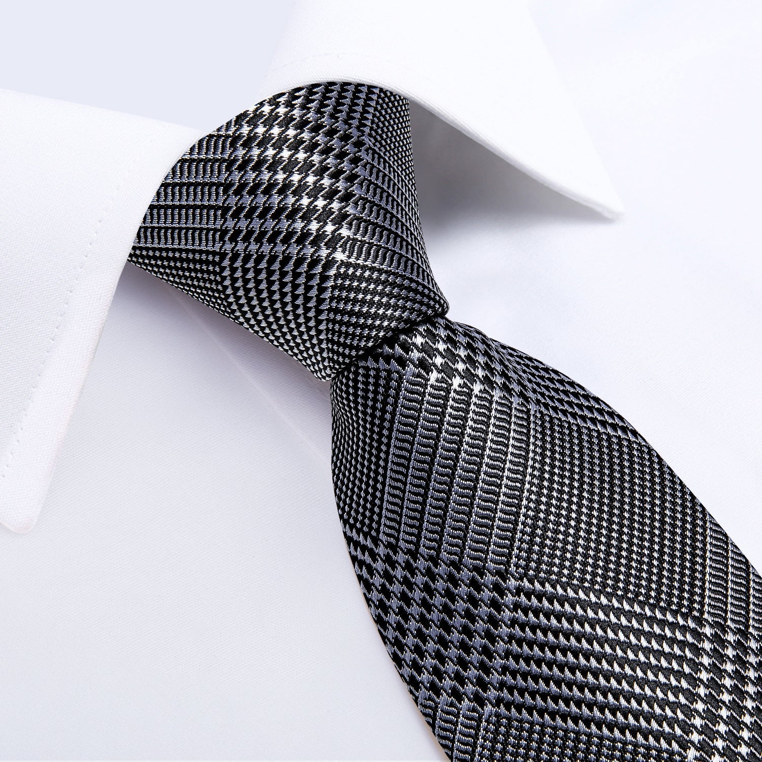 GentCrest Black Plaid Tie with Lapel Pin - Image 6