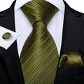 GentCrest Green Striped Tie Hanky Cufflinks Set - Image 1