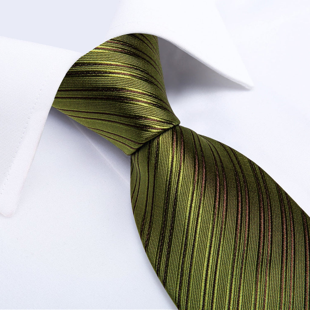 GentCrest Green Striped Tie Hanky Cufflinks Set - Image 3