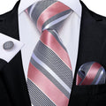 GentCrest Pink Striped Tie Hanky Cufflinks Set - Image 1