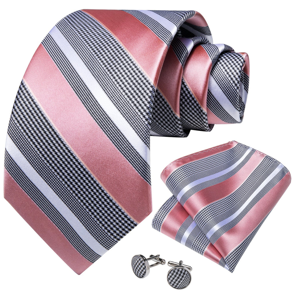 GentCrest Pink Striped Tie Hanky Cufflinks Set - Image 2
