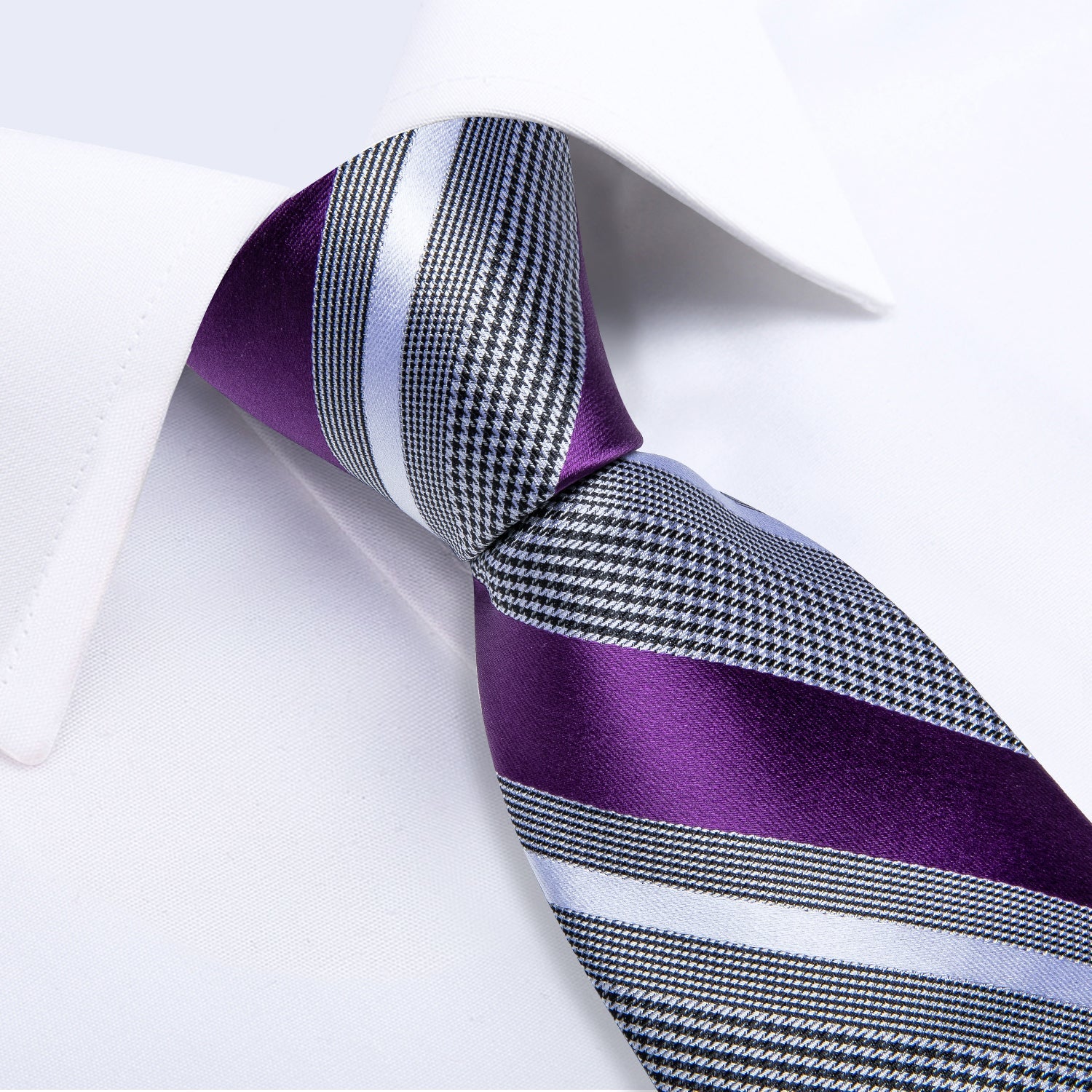 GentCrest Purple Striped Tie Hanky Cufflinks Set - Image 5