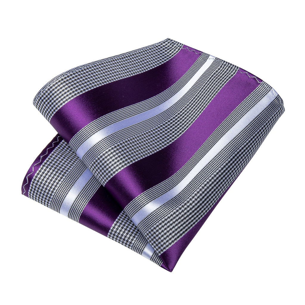 GentCrest Purple Striped Tie Hanky Cufflinks Set - Image 4