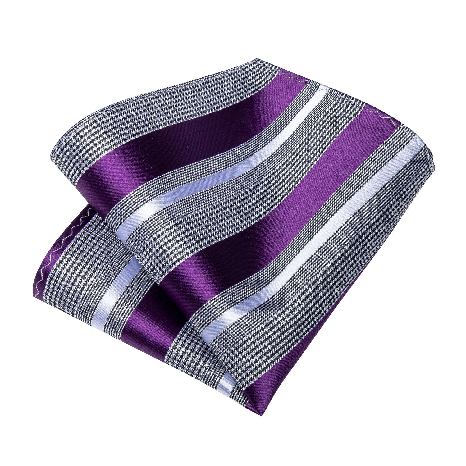 GentCrest Purple Striped Tie Hanky Cufflinks Set - Image 4