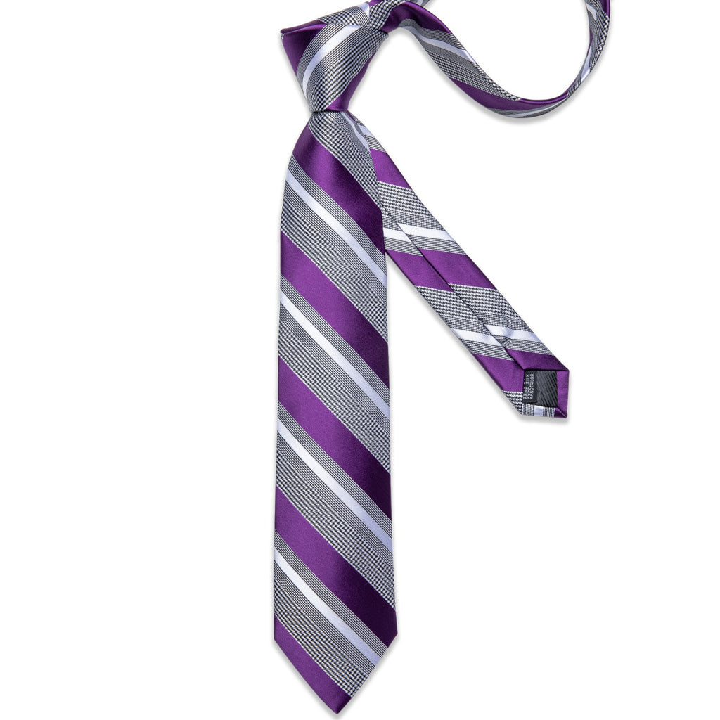 GentCrest Purple Striped Tie Hanky Cufflinks Set - Image 6