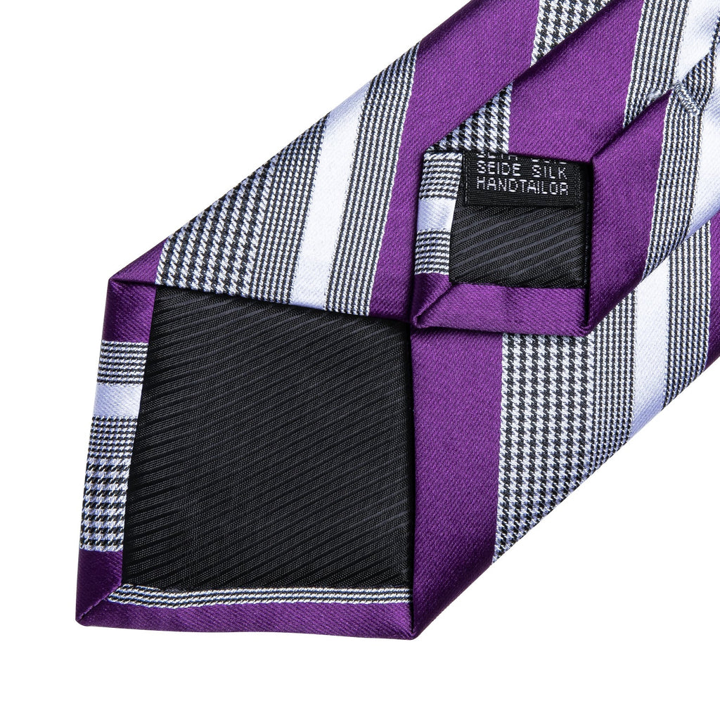 GentCrest Purple Striped Tie Hanky Cufflinks Set - Image 3