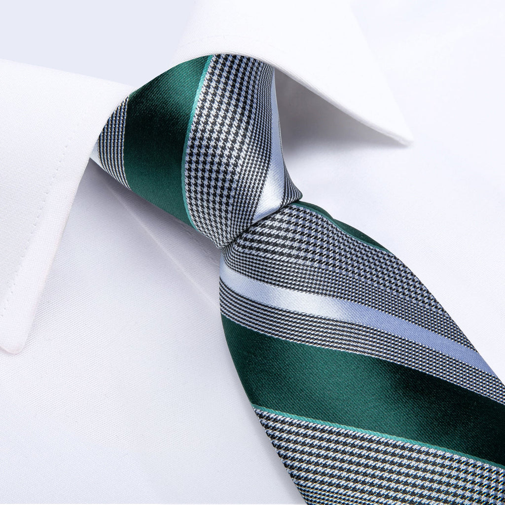 GentCrest Green Striped Tie Hanky Cufflinks Set - Image 5