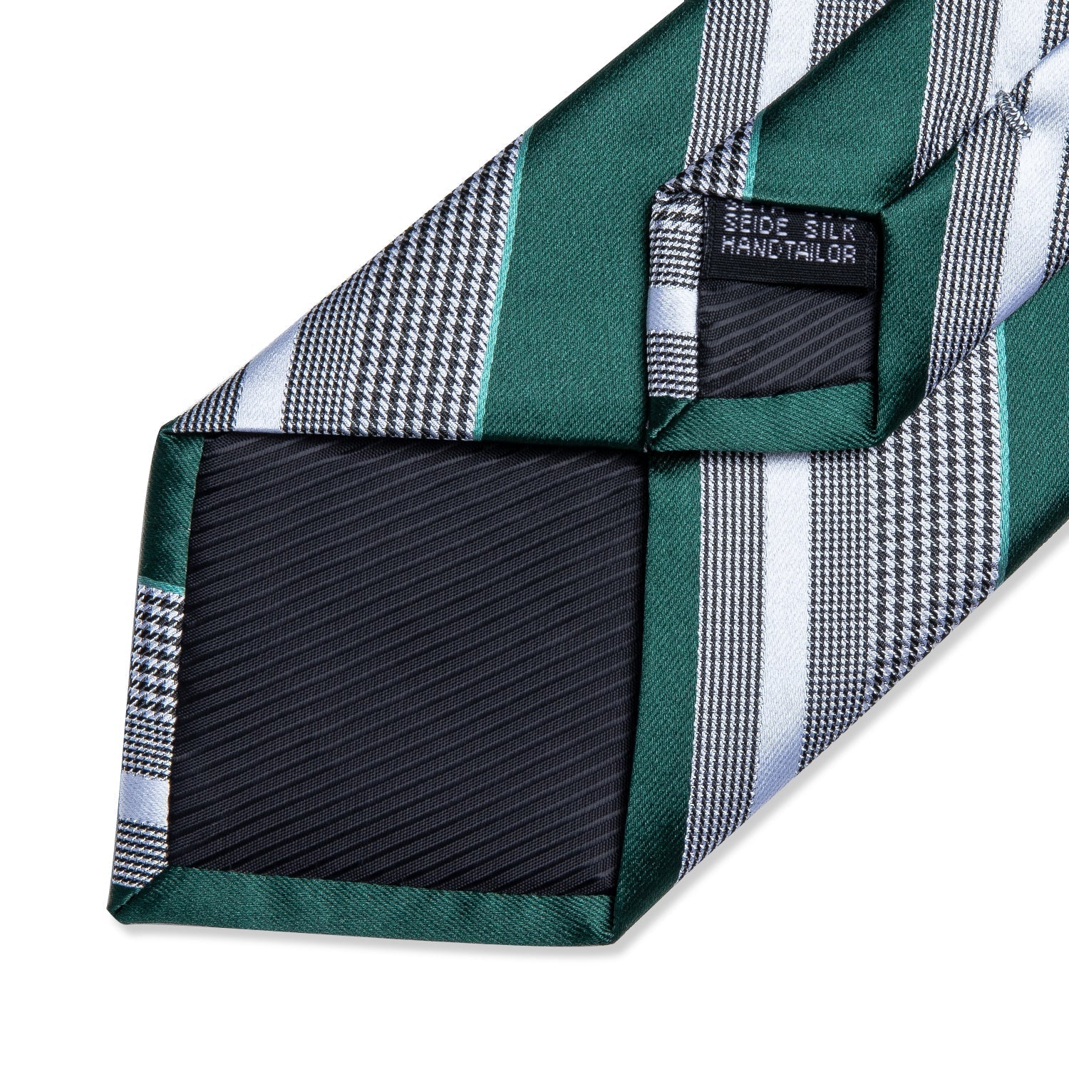 Green and Gray Striped Silk Tie Set - GentCrest - View 5
