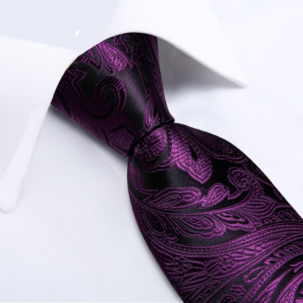 GentCrest Purple Floral Tie Hanky Cufflinks Set - Image 4
