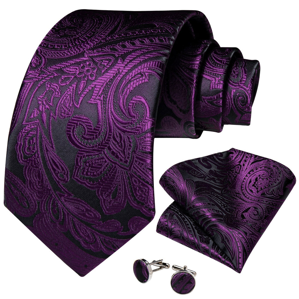 GentCrest Purple Floral Tie Hanky Cufflinks Set - Image 2