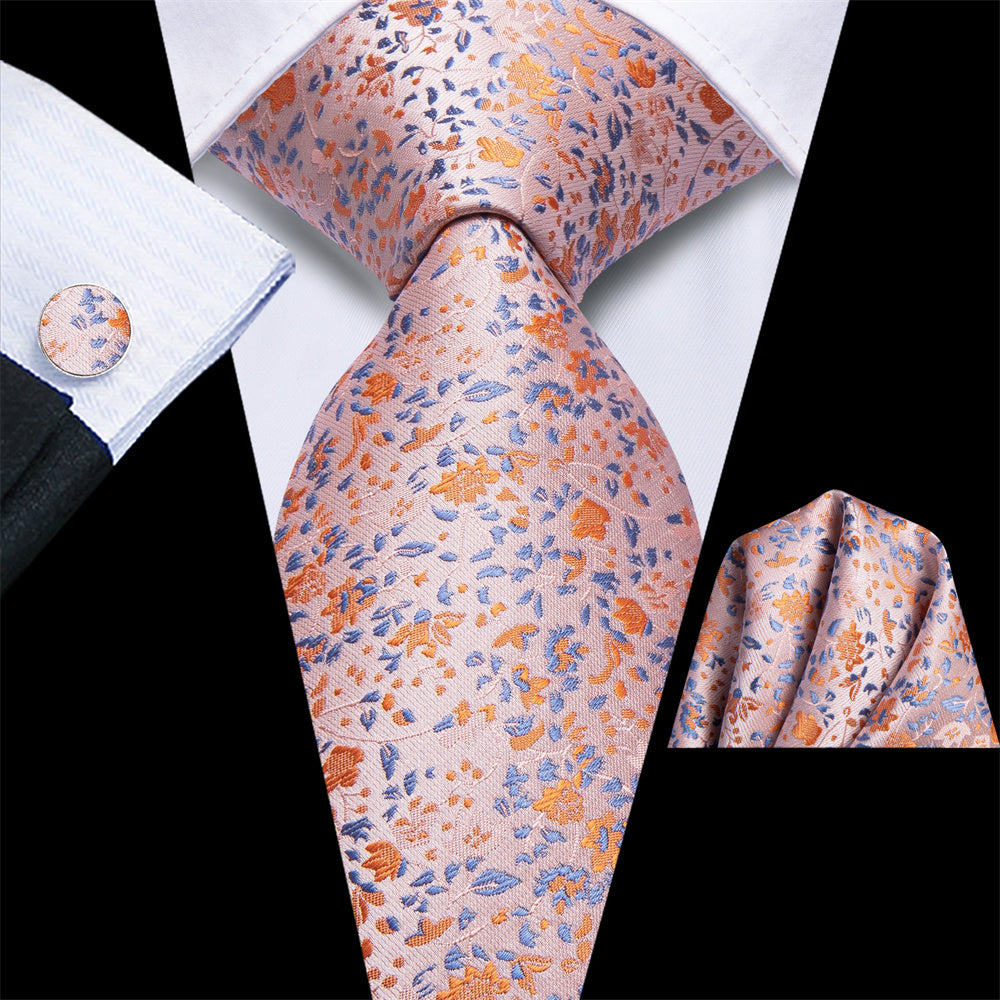 GentCrest Pink Floral Tie Hanky Cufflinks Set - Image 1