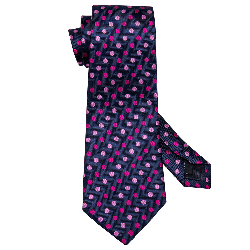 Pink Purple Polka Dot Silk Tie Set - GentCrest - View 5