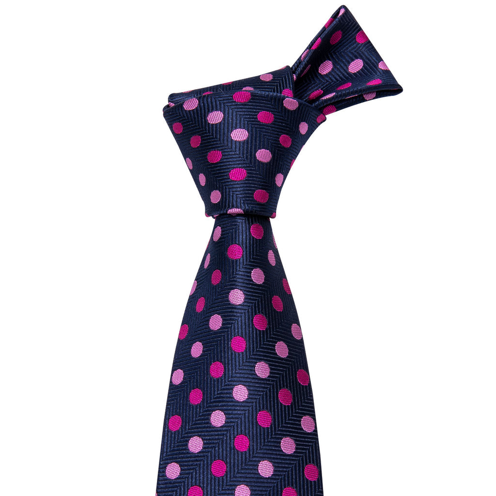 Pink Purple Polka Dot Silk Tie Set - GentCrest - View 3