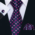 Pink Purple Polka Dot Silk Tie Set - GentCrest
