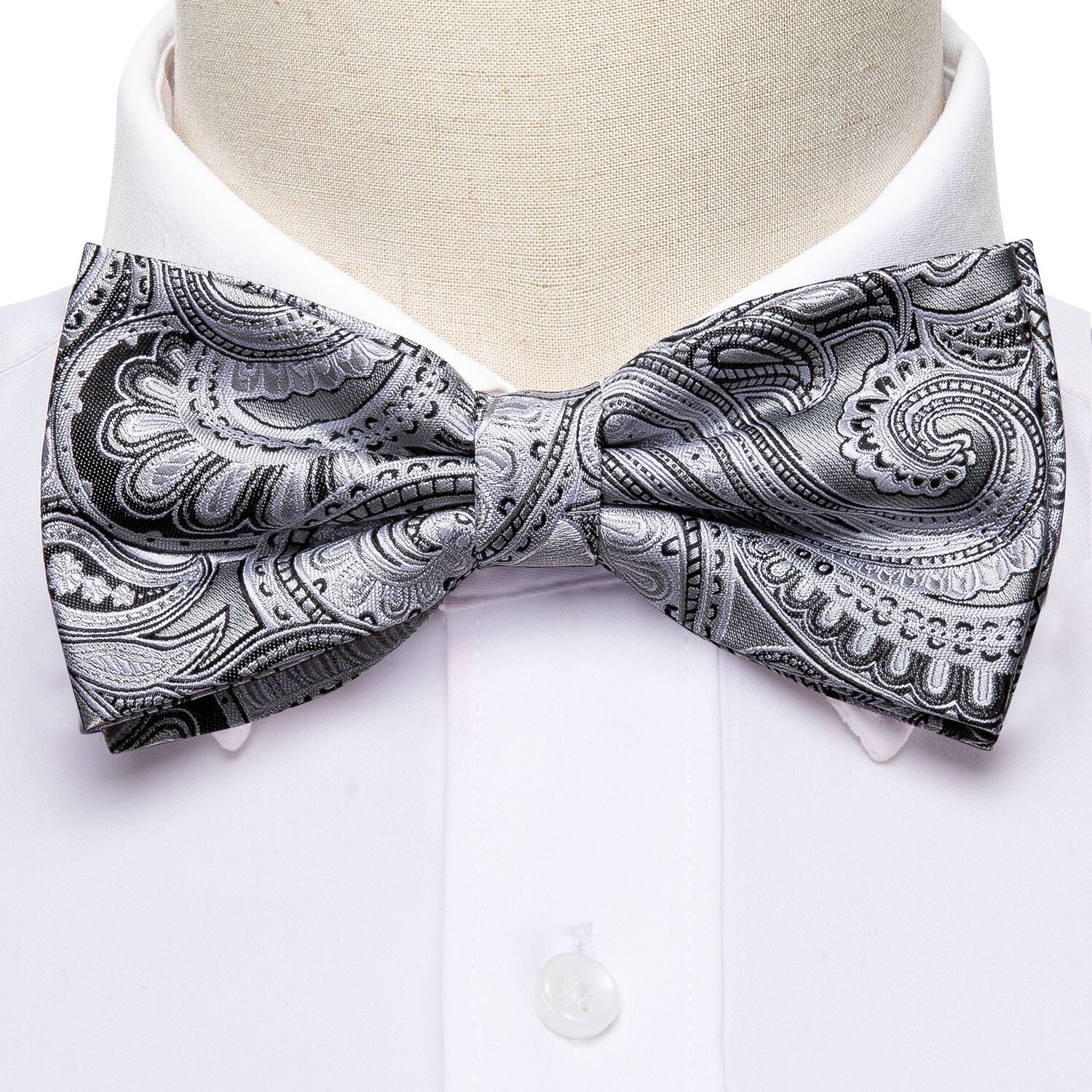 GentCrest Grey Paisley Bowtie Set - Image 2