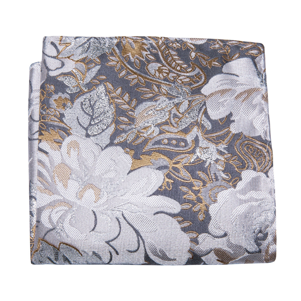 Golden White Floral Bow Tie Set - GentCrest - View 5