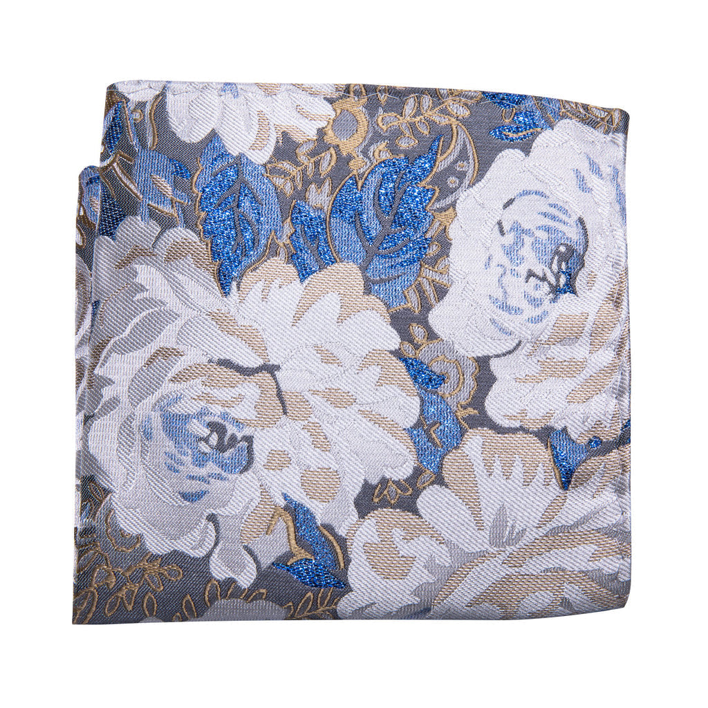 White Blue Floral Bow Tie Set - GentCrest - View 5