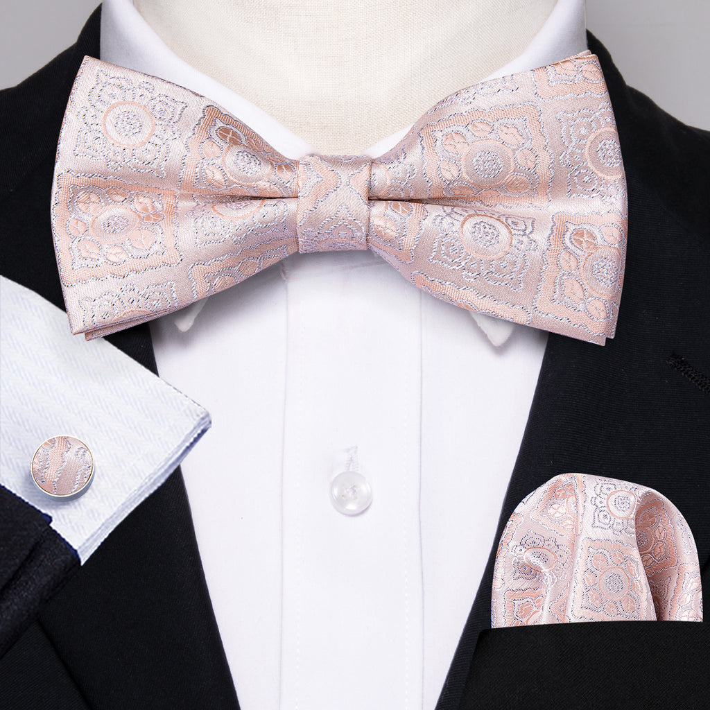 Pink Paisley Bow Tie Set - GentCrest - View 4