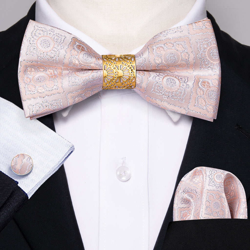 Pink Paisley Bow Tie Set - GentCrest - View 2