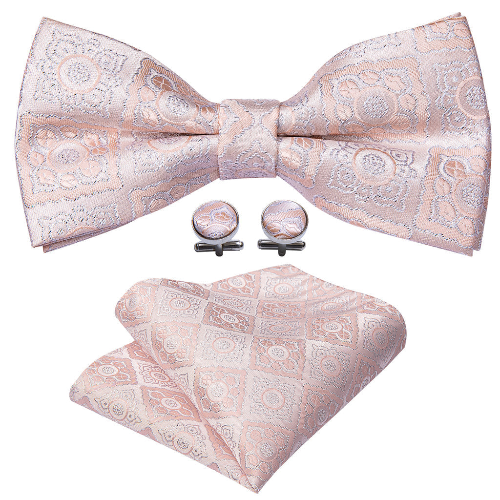 Pink Paisley Bow Tie Set - GentCrest - View 6