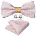 Pink Paisley Bow Tie Set - GentCrest