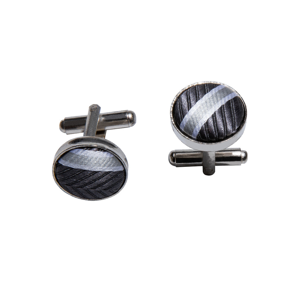 Black White Stripe Bow Tie Set - GentCrest - View 6