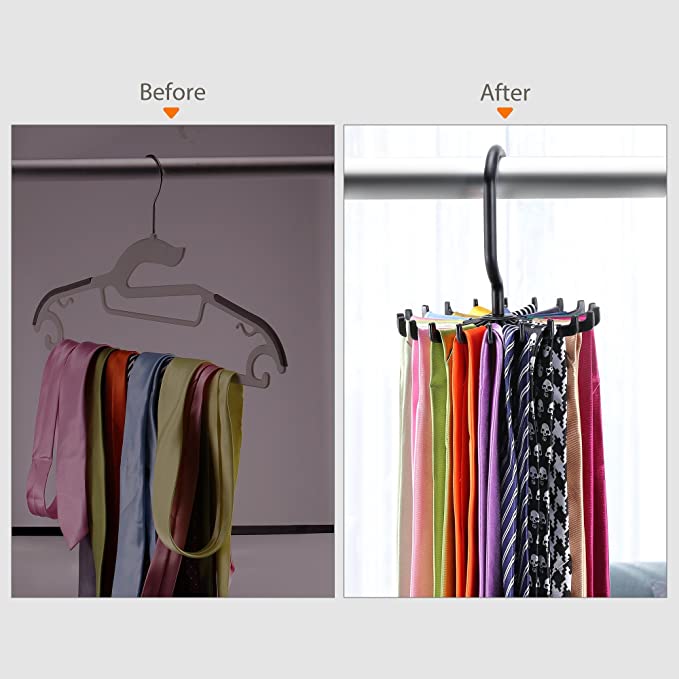 Hanging Tie Rack - Black - GentCrest - View 2