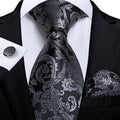 GentCrest Black Paisley Tie Hanky Cufflinks Set - Image 1