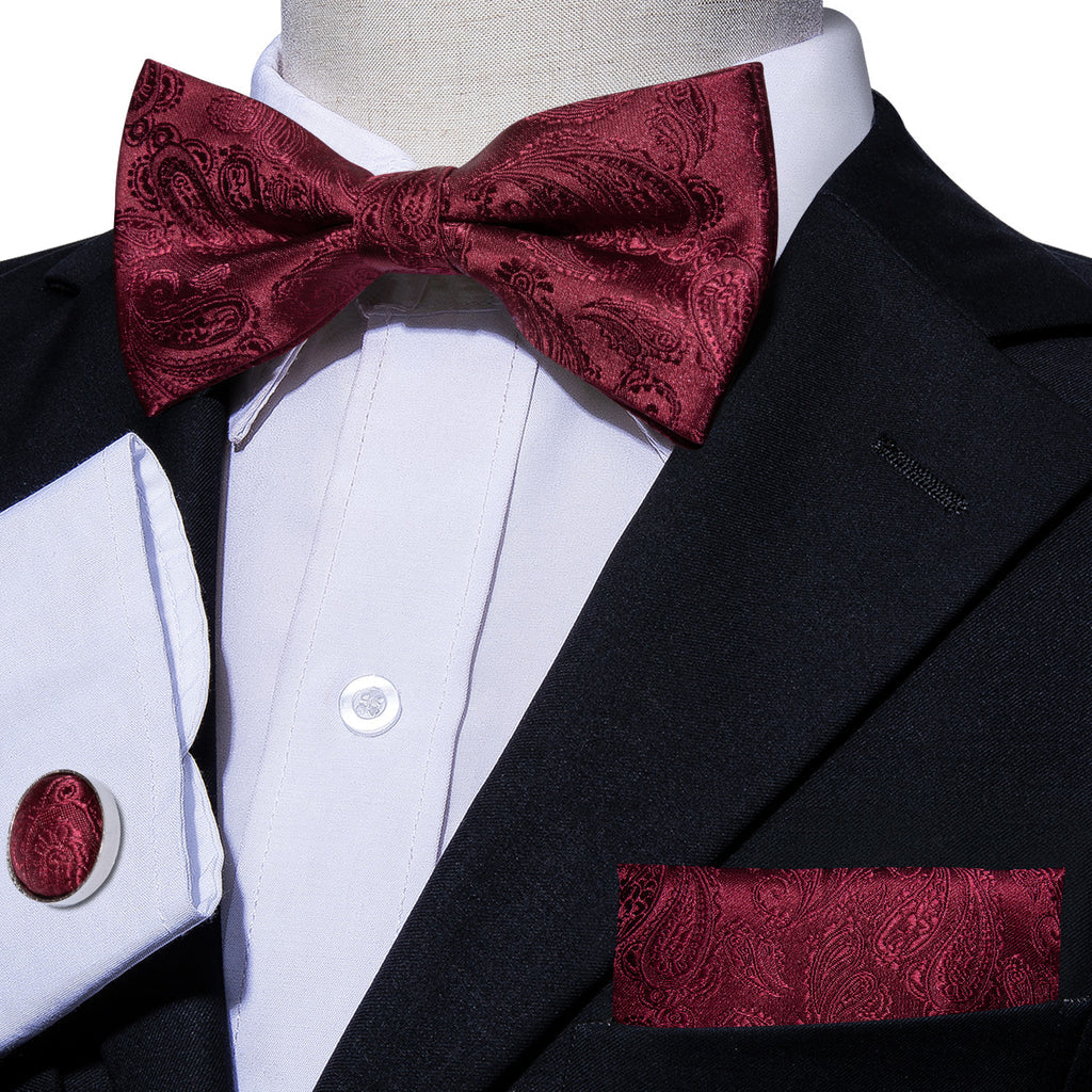 Red Floral Bow Tie Set - GentCrest - View 2