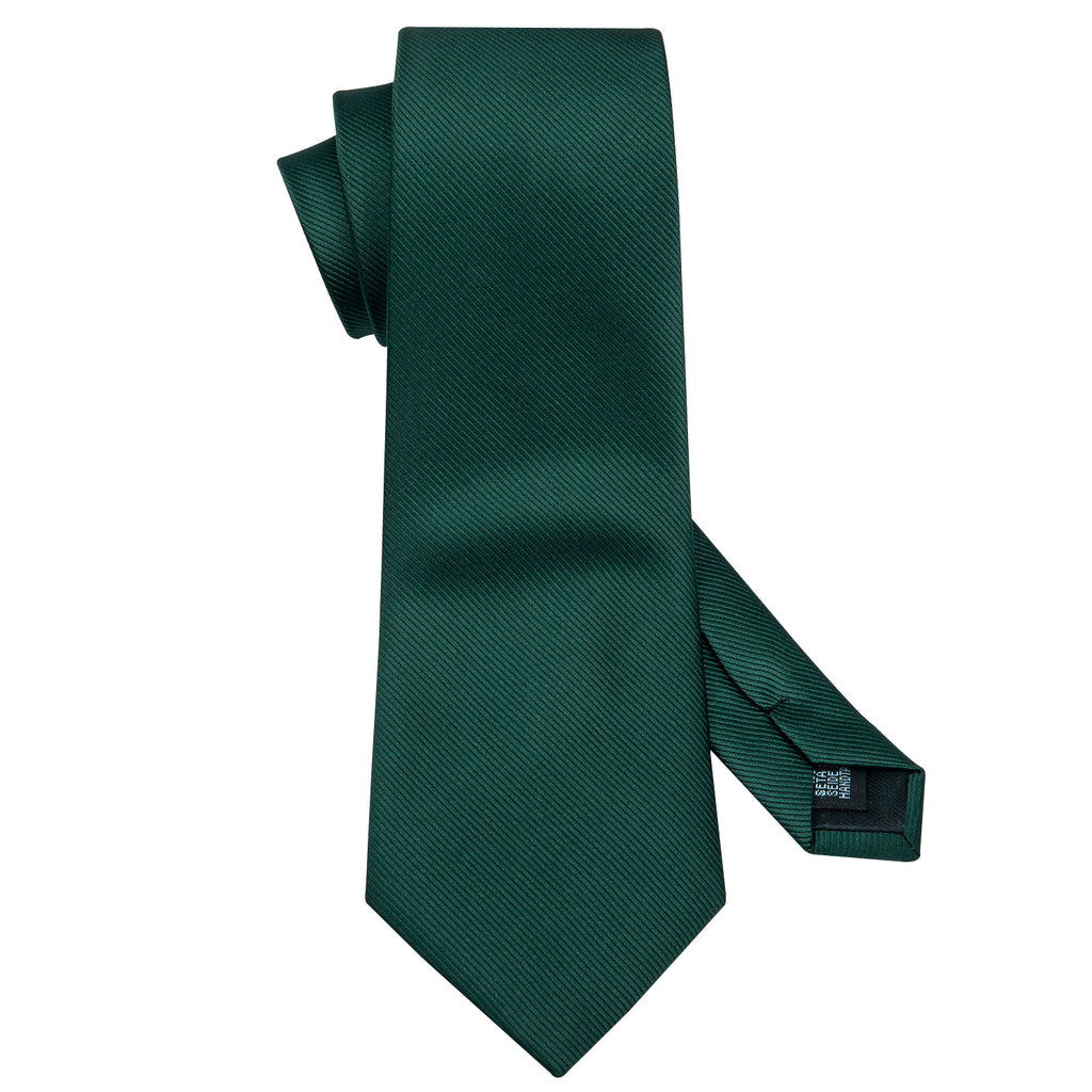 Green Solid Silk Tie Set - GentCrest - View 4
