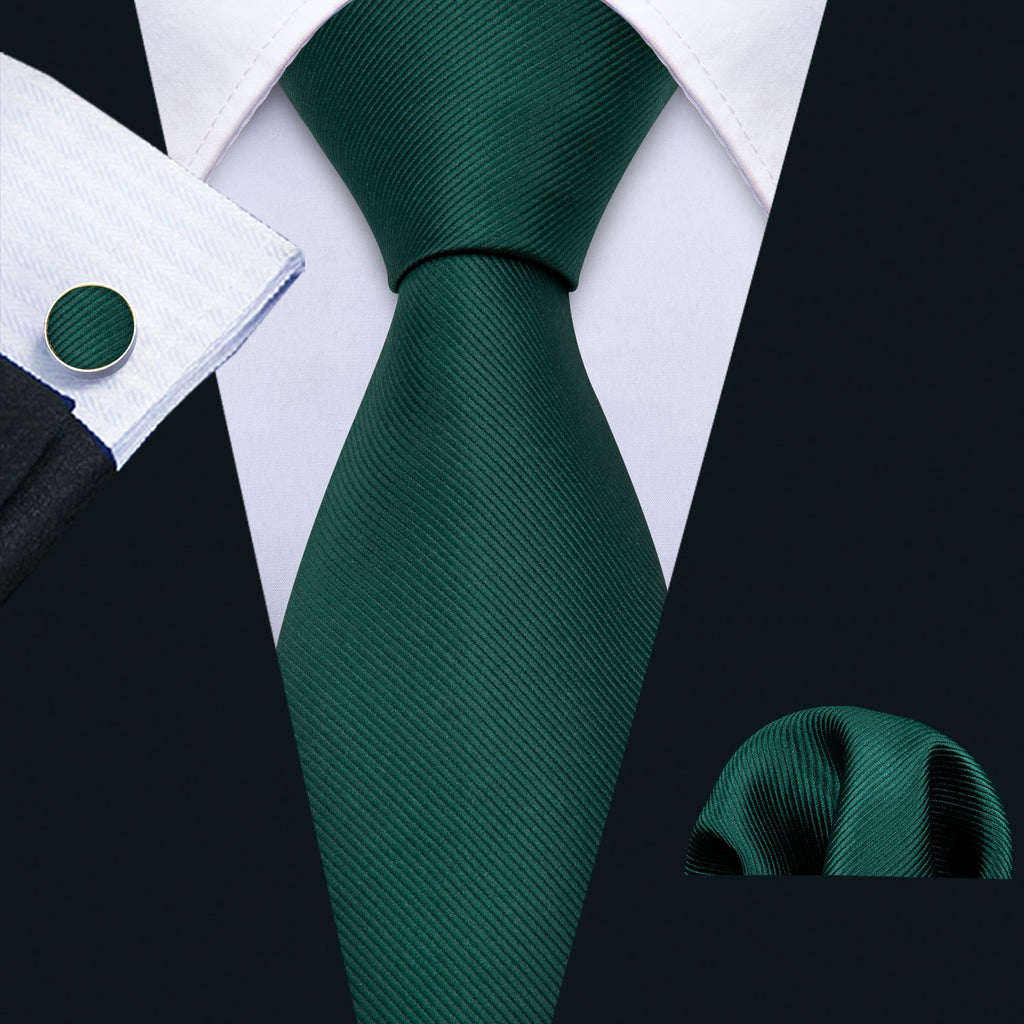 Green Wedding Solid Silk Tie Set - GentCrest - View 2
