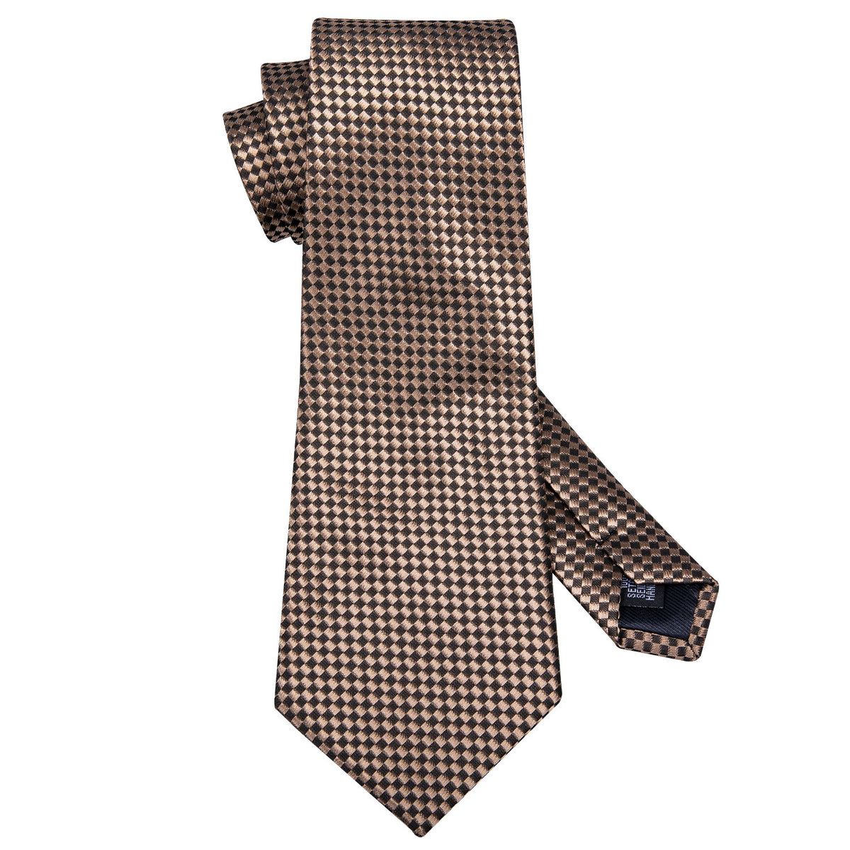 Champagne Brown Plaid Silk Tie Set - GentCrest - View 4